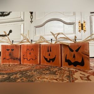 Set of four Jack o Lantern blocks , Halloween decorations
